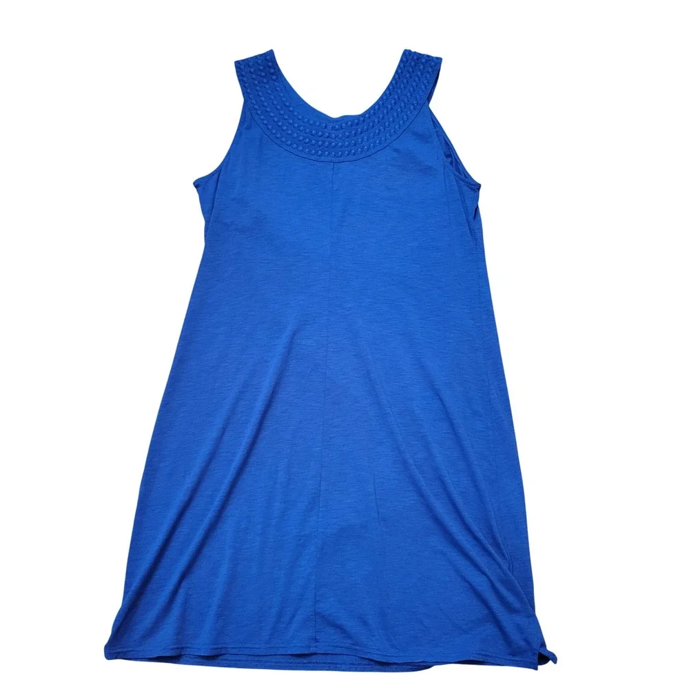 Tommy Bahama M Dress Blue Sleeveless Pearl Embroidered Shift Dress Coastal Beach